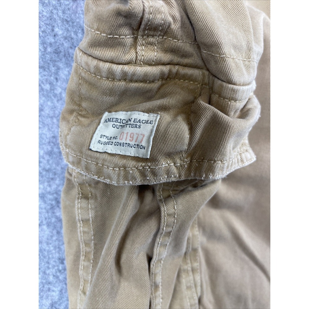 American Eagle Cargo Shorts Mens 36 Beige Broken In Streetwear Grunge Distressed - Picture 5 of 13